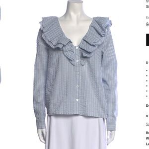 (SOLD) GANNI- stripe ruffle blouse